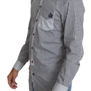 Dolce & Gabbana Elegant Black & White Checkered Gold Casual Shirt