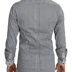 Dolce & Gabbana Elegant Black & White Checkered Gold Casual Shirt