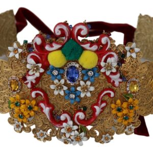 Dolce & Gabbana Gold-Tone Floral Crystal Waist Belt