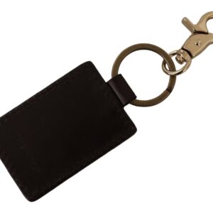 Dolce & Gabbana Elegant Unisex Leather Keyring with Gold Detail