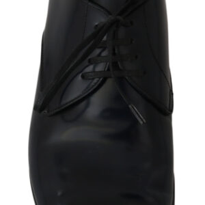 Dolce & Gabbana Elegant Dark Blue Leather Derby Dress Shoes