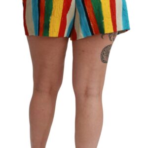 Dolce & Gabbana Multicolor Striped High-Waist Shorts