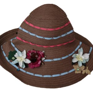 Dolce & Gabbana Elegant Floppy Straw Hat with Floral Accents