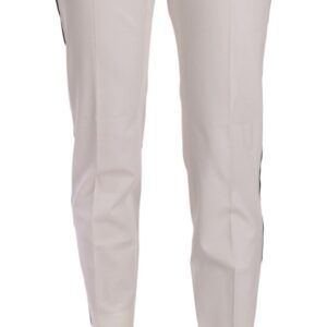 Dolce & Gabbana Elegant White Stripe Wool Tapered Trousers