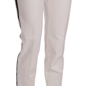 Dolce & Gabbana Elegant White Stripe Wool Tapered Trousers