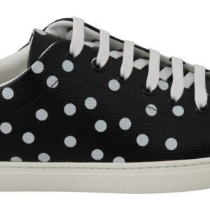 Dolce & Gabbana Black Polka Dotted Leather Sneakers