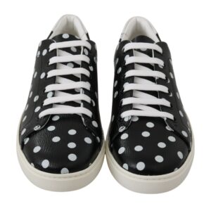 Dolce & Gabbana Black Polka Dotted Leather Sneakers