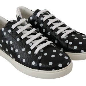 Dolce & Gabbana Black Polka Dotted Leather Sneakers