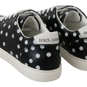 Dolce & Gabbana Black Polka Dotted Leather Sneakers