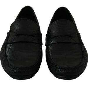 Dolce & Gabbana Exquisite Black Lizard Leather Loafers