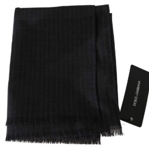 Dolce & Gabbana Elegant Gray Striped Wool Men’s Scarf