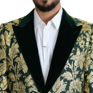 Dolce & Gabbana Elegant Gold Green Jacquard Sicilia Jacket