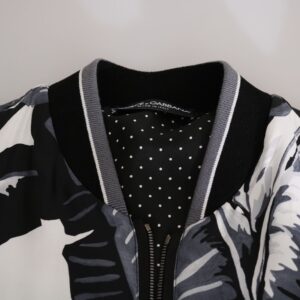 Dolce & Gabbana Elegant Banana Leaf Print Silk Bomber Jacket