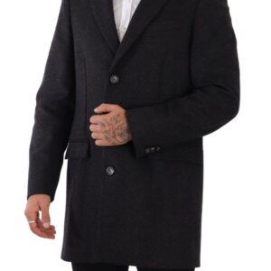 Dolce & Gabbana Elegant Dark Grey Woolen Overcoat