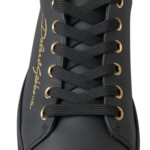 Dolce & Gabbana Black Gold Leather Classic Sneakers