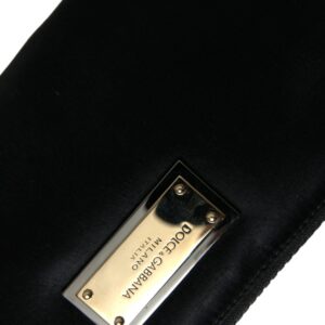 Dolce & Gabbana Elegant Black Nylon Leather Pouch with Silver Details