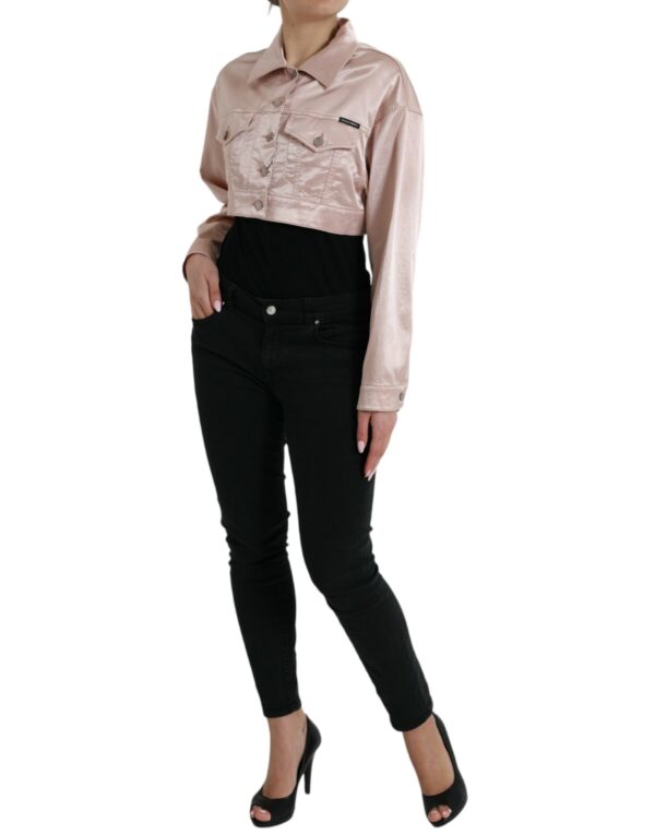 Dolce & Gabbana Elegant Pink Cropped Denim Jacket - Image 2