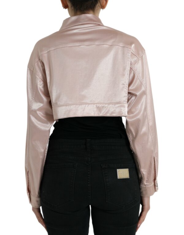 Dolce & Gabbana Elegant Pink Cropped Denim Jacket - Image 3