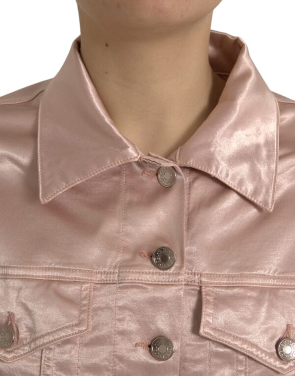 Dolce & Gabbana Elegant Pink Cropped Denim Jacket - Image 4