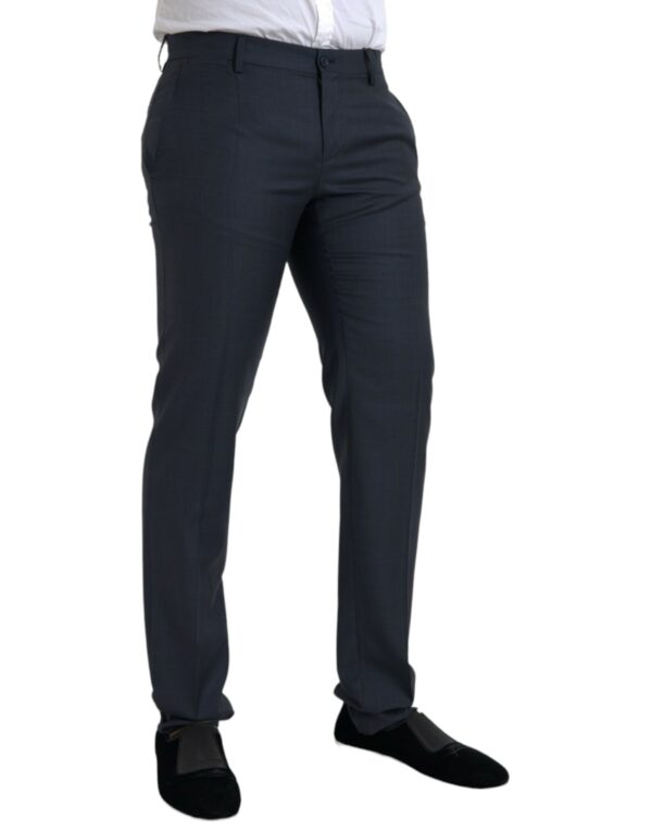 Dolce & Gabbana Blue Wool Men Skinny Dress Pants - Image 2