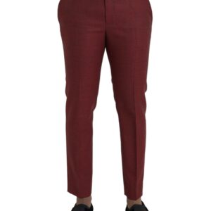 Dolce & Gabbana Maroon Wool Men Skinny Dress Pants