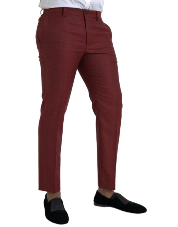 Dolce & Gabbana Maroon Wool Men Skinny Dress Pants - Image 2