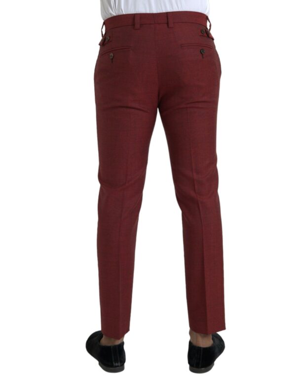 Dolce & Gabbana Maroon Wool Men Skinny Dress Pants - Image 3