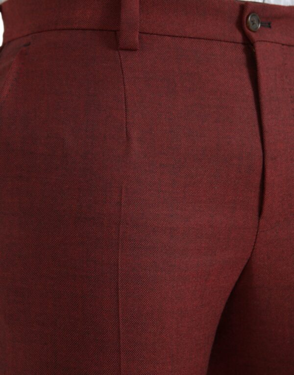 Dolce & Gabbana Maroon Wool Men Skinny Dress Pants - Image 4