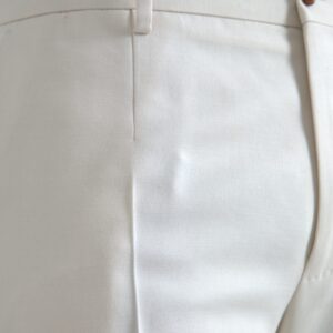 Dolce & Gabbana White Wool Wide Leg Mid Waist Pants