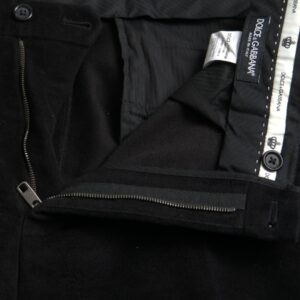 Dolce & Gabbana Black Cotton Velvet Skinny Pants