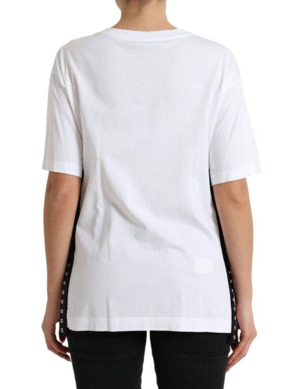 Dolce & Gabbana Elegant White Lace-Up Cotton Tee - Image 3