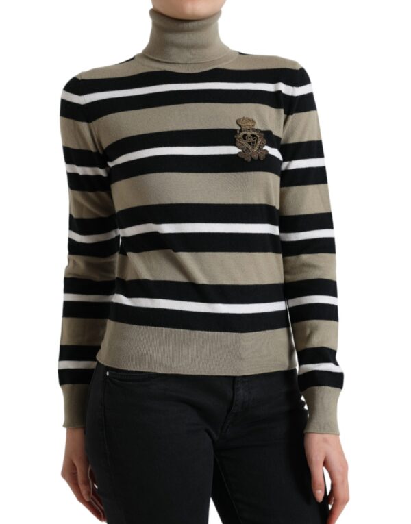 Dolce & Gabbana Multicolor Striped Wool Turtleneck Sweater - Image 2