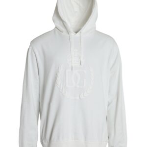 Dolce & Gabbana White Cotton Hooded Sweatshirt Pullover Sweater