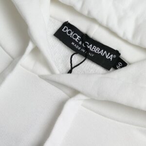 Dolce & Gabbana White Cotton Hooded Sweatshirt Pullover Sweater