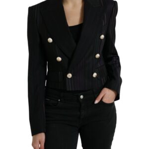 Dolce & Gabbana Elegant Striped Double Breasted Wool Blazer