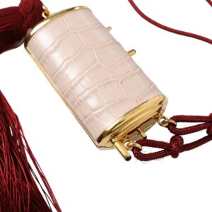 Dolce & Gabbana Exotic Pink Leather Mini Mirror Bag with Tassel