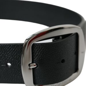 Dolce & Gabbana Elegant Black Leather Belt with Metal Buckle