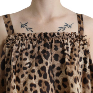 Dolce & Gabbana Leopard Print A-Line Cotton Dress