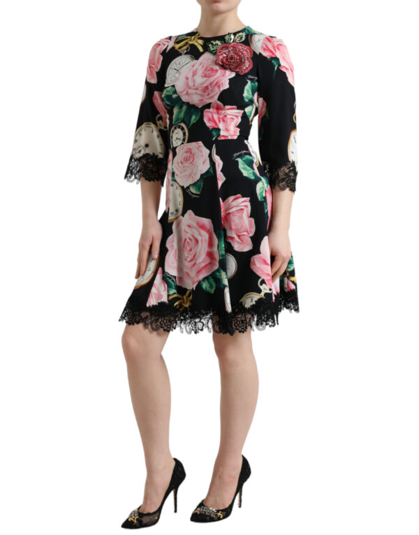 Dolce & Gabbana Enchanting Floral A-Line Dress with Sequined Detail - Image 2