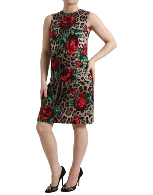 Dolce & Gabbana Elegant Leopard Floral A-Line Dress - Image 2