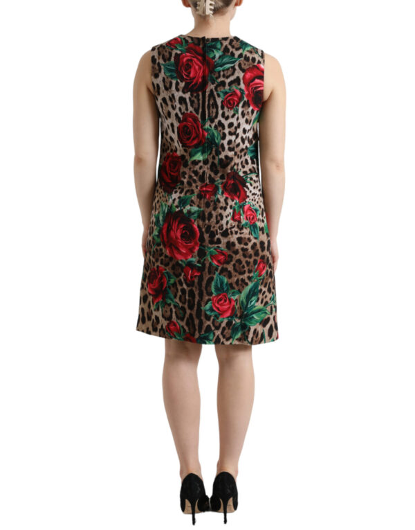 Dolce & Gabbana Elegant Leopard Floral A-Line Dress - Image 3