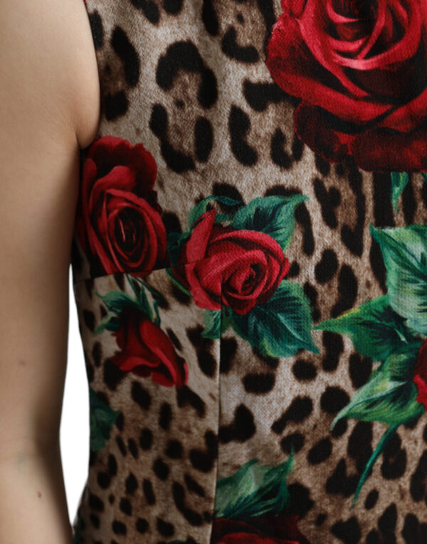 Dolce & Gabbana Elegant Leopard Floral A-Line Dress - Image 4