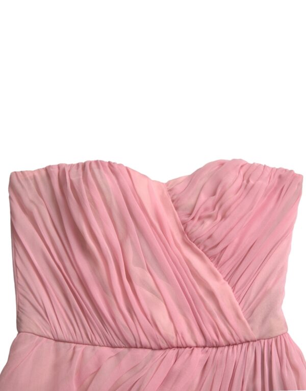 Dolce & Gabbana Pink Silk Strapless Maxi A-line Gown Dress - Image 7