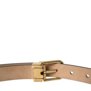 Dolce & Gabbana Elegant Black Leather Waist Belt with Logo Buckle