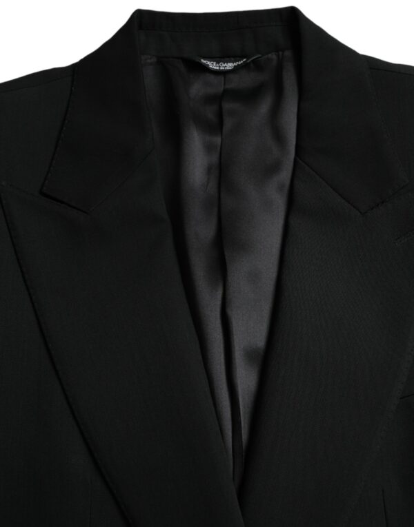 Dolce & Gabbana Black Wool Peak Single Breasted Coat Blazer - Image 6