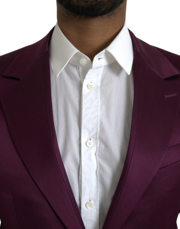 Dolce & Gabbana Maroon Silk Single Breasted Coat Blazer - Image 4