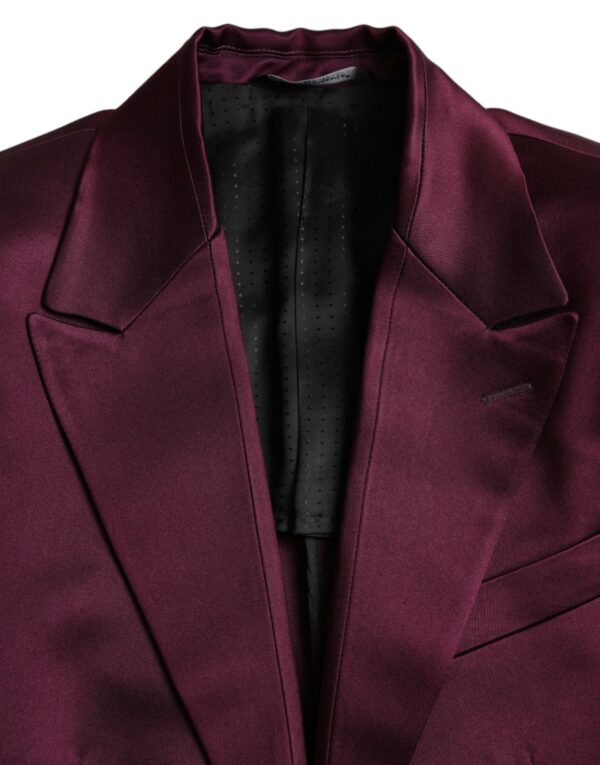 Dolce & Gabbana Maroon Silk Single Breasted Coat Blazer - Image 7