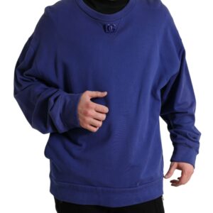 Dolce & Gabbana Royal Blue Cotton Crewneck Sweater