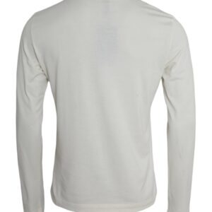 Dolce & Gabbana Off White Cotton Round Neck Pullover Sweater