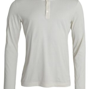 Dolce & Gabbana Off White Cotton Round Neck Pullover Sweater